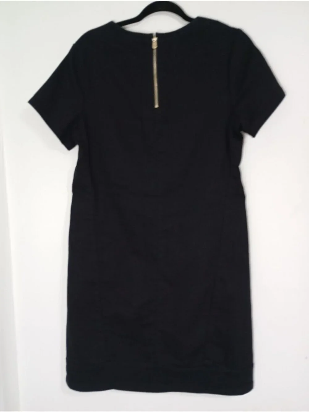 C Wonder Black Short-Sleeve Shift Dress US 8 UK 12 Cotton Blend Minimalist Style